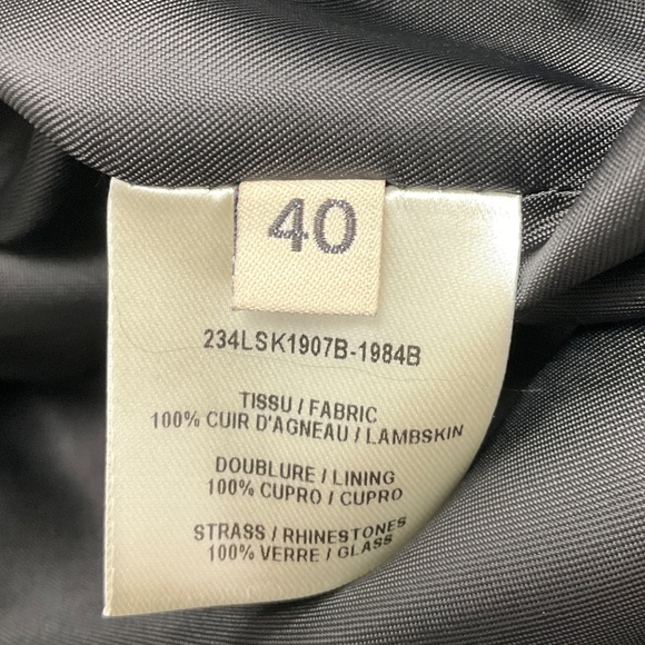 ALEXANDRE VAUTHIER BLACK CRYSTAL EMBELLISHED LAMBSKIN LEATHER SKIRT - Picture 6 of 6